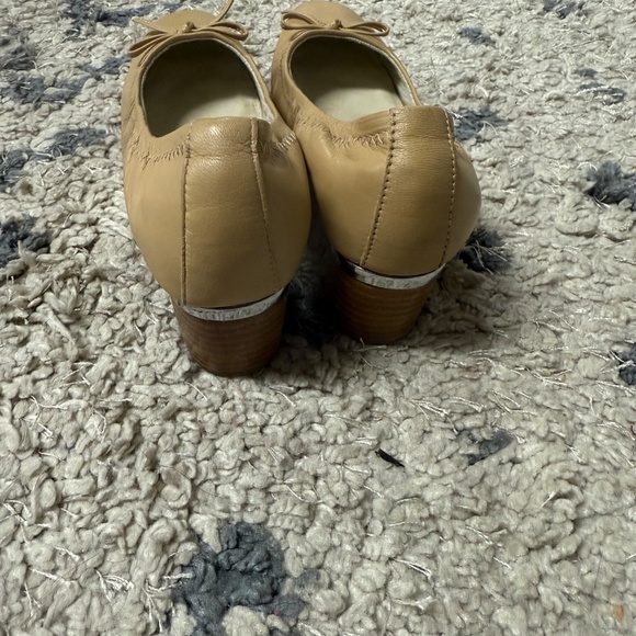 Vintage Hush Puppies Steps Tan Leather Block Heel Ballet Pumps Size 8 - Picture 5 of 8